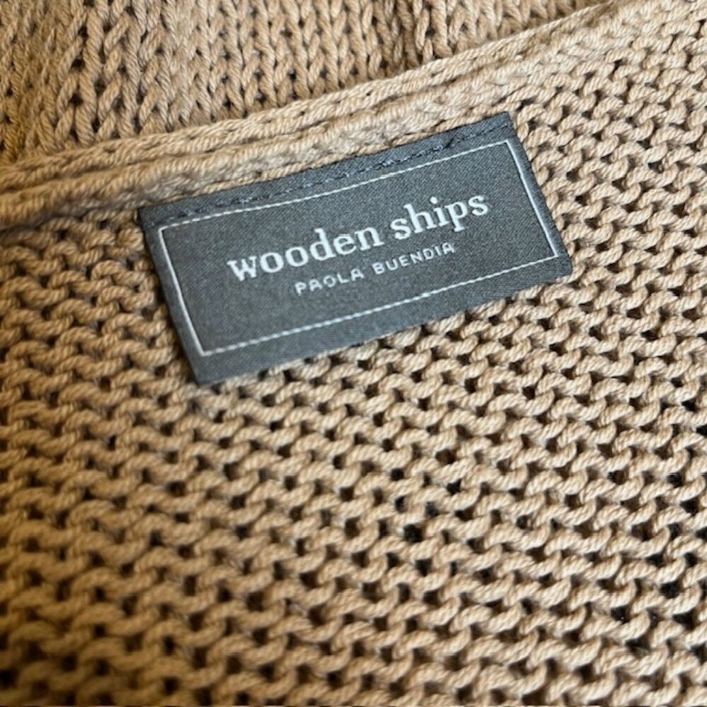 Wooden Ships Knit Sweater Natural‎ Tan Metallic Black Stars Oversized S/M - Picture 5 of 10